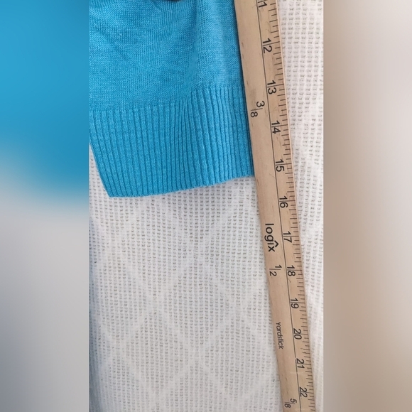 J Jill Duster Cardigan Women Teal Aqua Blue Open Front Pockets Linen Size 1X - Picture 5 of 9